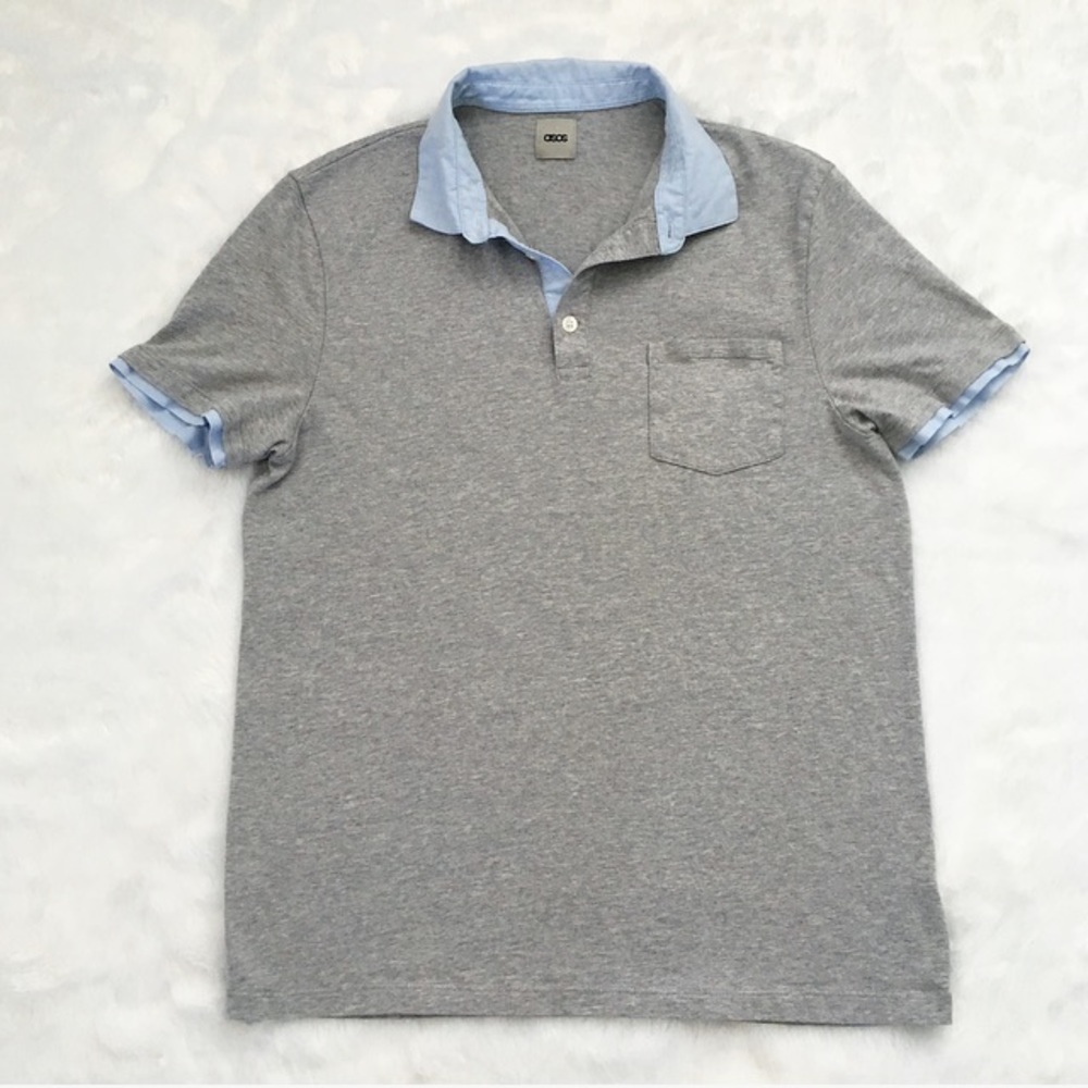 Like New Asos Gray and Blue Polo